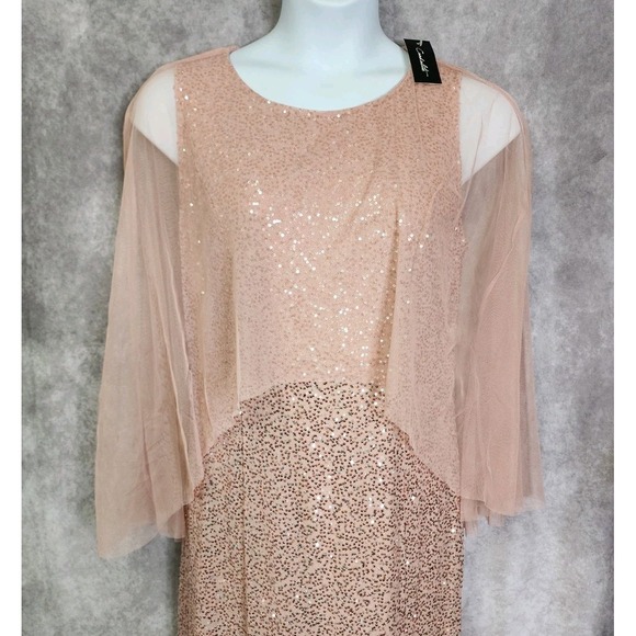 Candalite Dress Formal Maxi Blush Pink Sequins Womens Size XL Overlay NWT - Picture 3 of 12